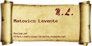 Matovics Levente névjegykártya